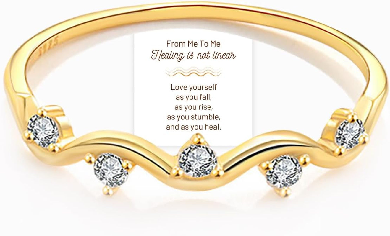 Stackable self love rings for women sterling silver set