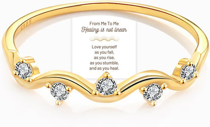 Stackable self love rings for women sterling silver set