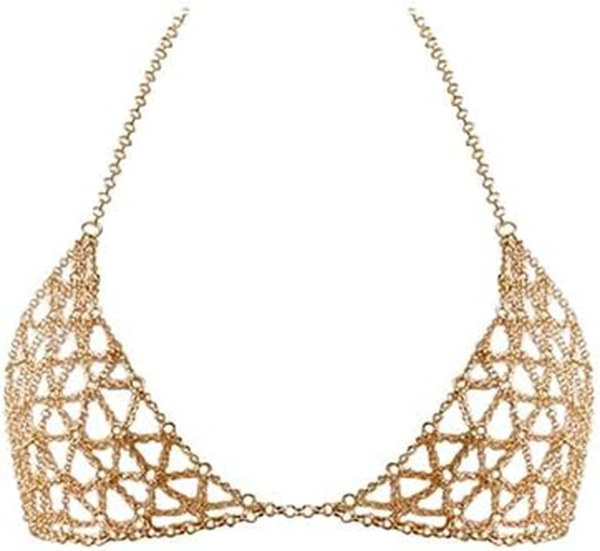 YWCUTE Women'S Sexy Body Chain Multi Layer Chest Chain Fashion Bra Chain Accessories Gift Body Jewelry