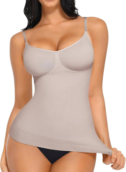 Feelingirl Womens Tank Top Shapewear Tummy Control Tops Slimming Cami Tank Seamless Compression V Neck Camisole