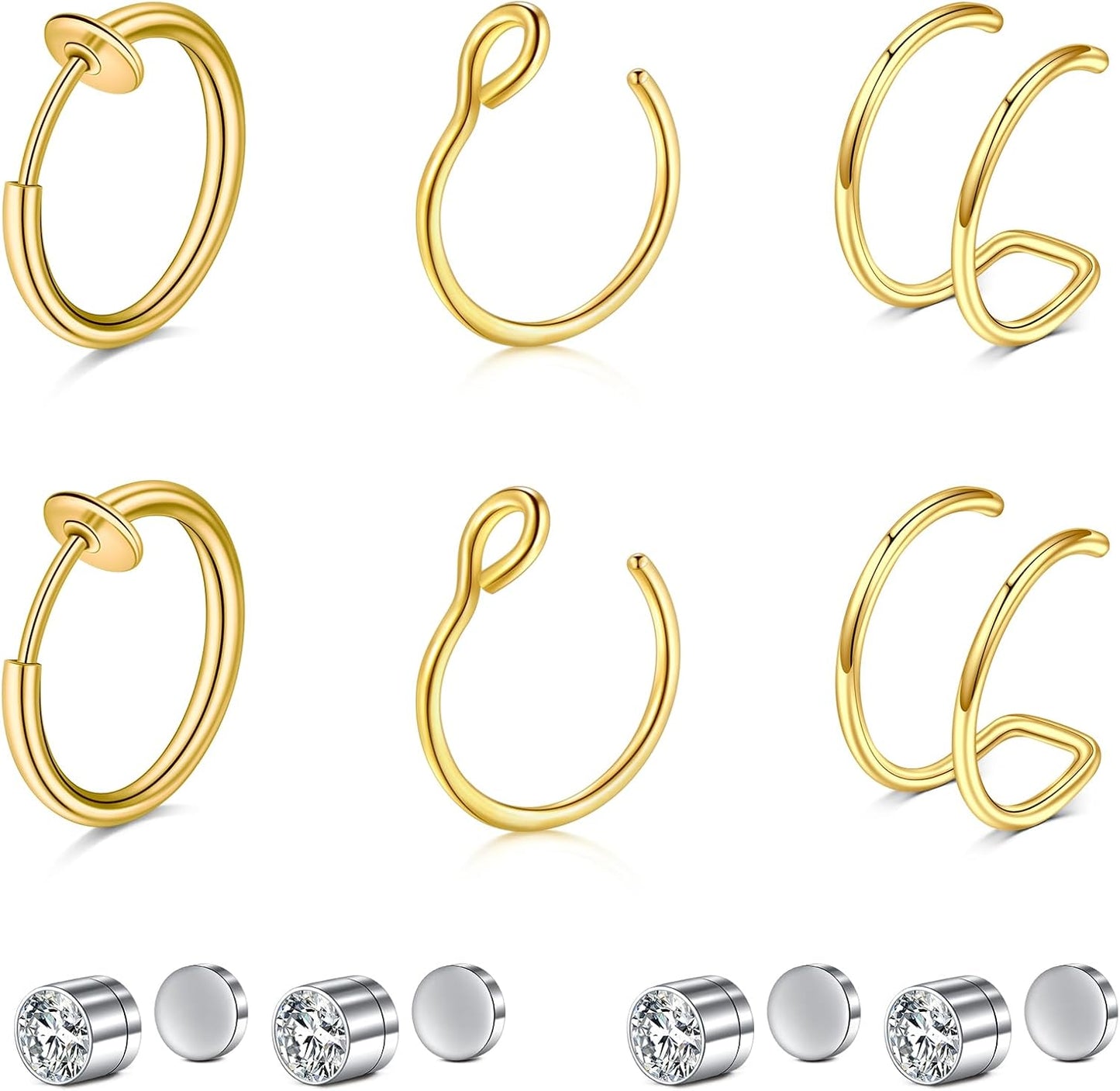 Briana Williams Fake Nose Ring Gold Fake Nose Rings for Women Clip on Fake Nose Piercing Non Piercing Faux Nose Piercing Jewelry