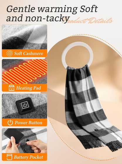 Heated Scarf for Women/Men, Electric Heating Scarf with 5500Mah Battery, up to 8 Hours of Warmth Heater for Winter
