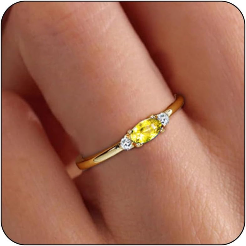 14K Gold Plated Birthstone Rings for Women Dainty Cute Stackable Rings Non Tarnish Thumb CZ Emerald Green Gemstone Ring Jewelry Birthday Christmas Gift for Mother Daughter Band Size 6-11
