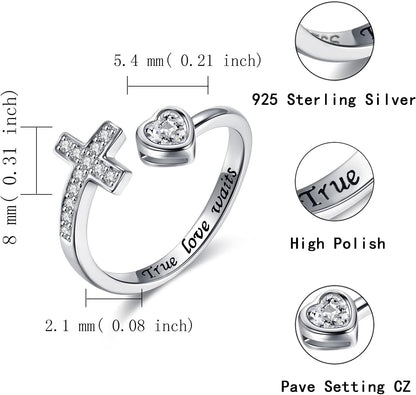 Side profile of APOTIE sterling silver cross purity ring