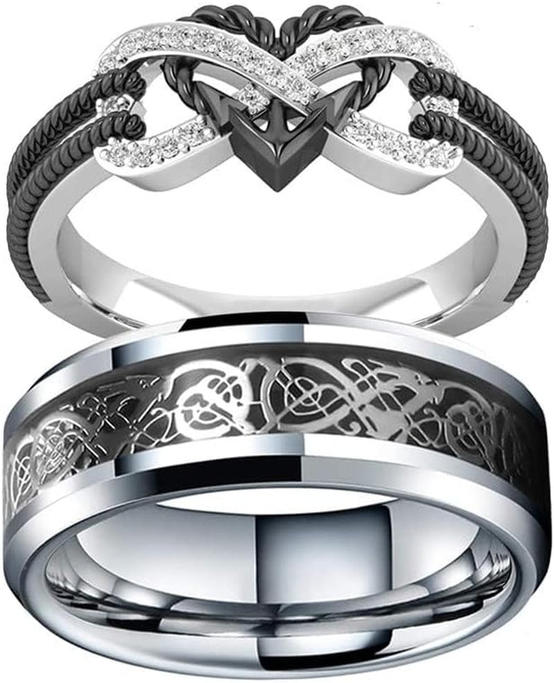 Matching lover rings for him and her displayed together