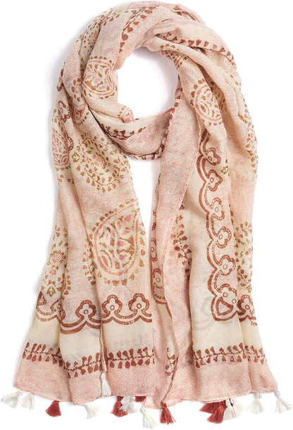 Scarf for Women Lightweight Soft Floral Leopard Printed Scarves Fall Winter Fashion Shawl Wrap with Fringe