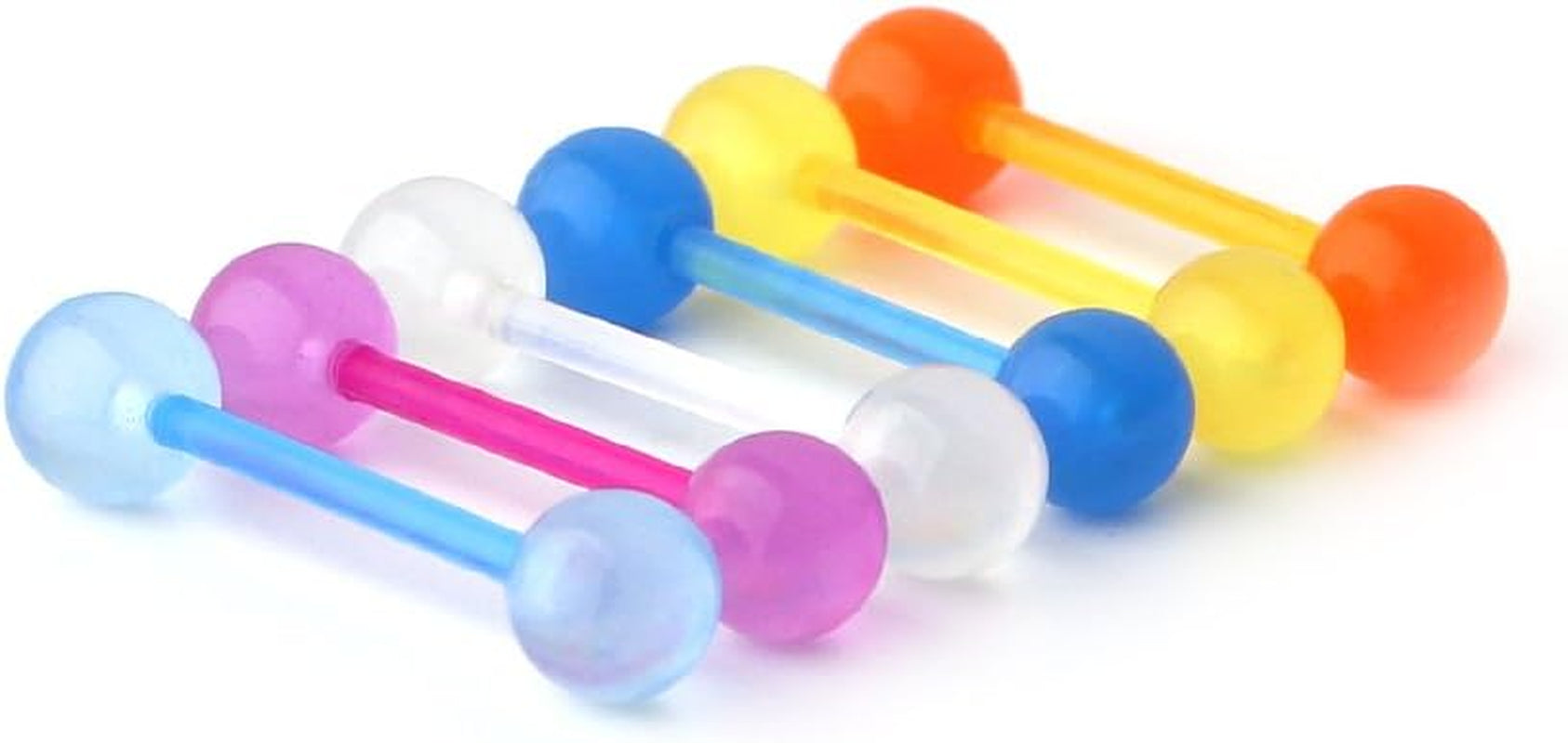 Ruifan 14G 16Mm Glow in the Dark Flexible Acrylic Straight Tongue Nipple Ring Retainer Piercing