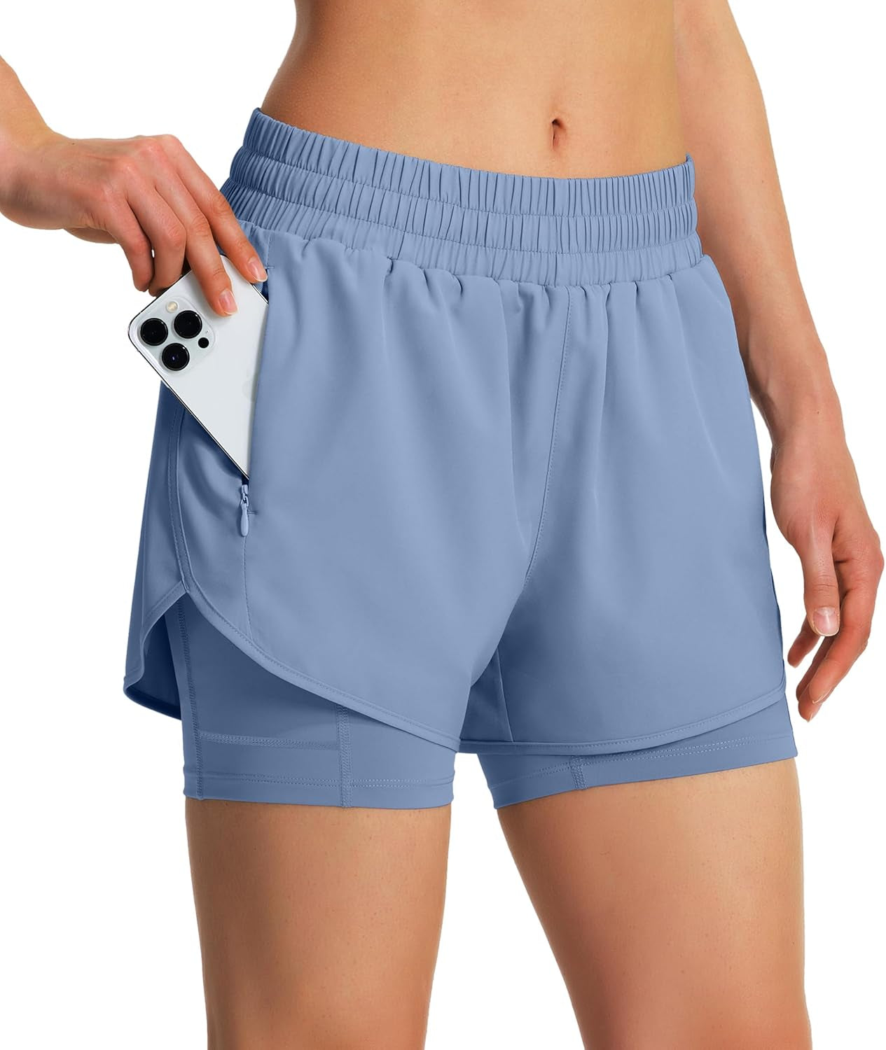 KSMIEN 2-in-1 athletic shorts with secure liner and pockets
