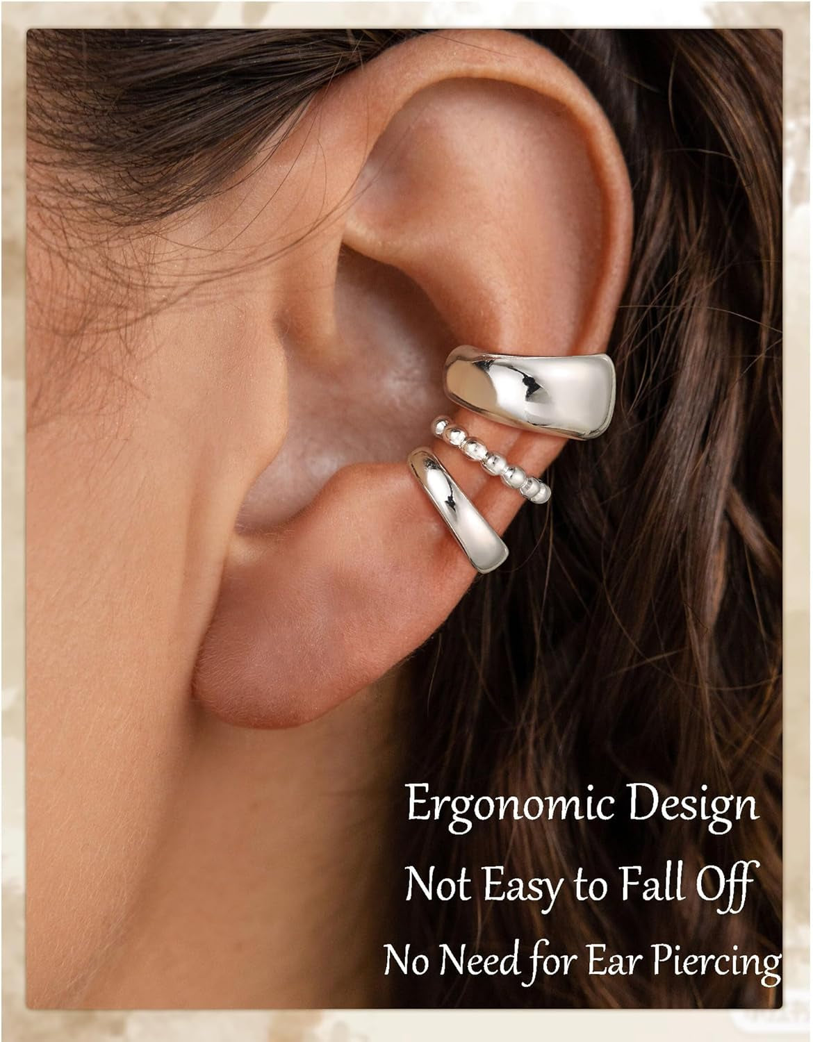 14K Gold/Silver Plated Ear Cuffs Set Dainty Clip Piercing Stack Small Cartilage Hoop Huggie Trendy Tarnish Hypoallergenic Jewelry Gift