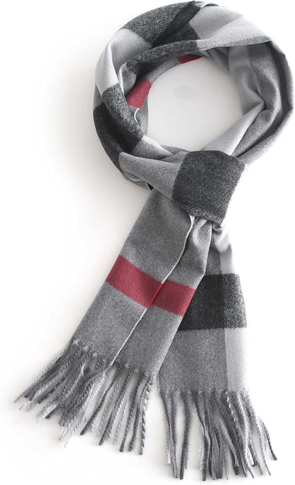 Plaid Scarf for Women Men, Lightweight Classic Tartan Tassel Scarves Fashion Warm Winter Chunky Scarf Cold Weather