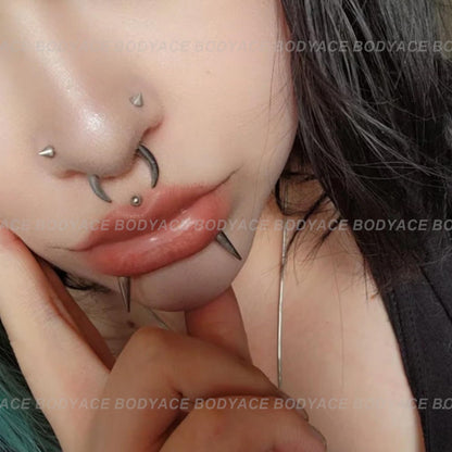 Bodyace 24Pcs Fake Nose Lip Labret Studs Eyebrow Rings, 3Mm 4Mm Replacement Balls Long Spike Cone with Eyelash Glue, Non-Piercing Body Jewelry Fake Skin Piercing