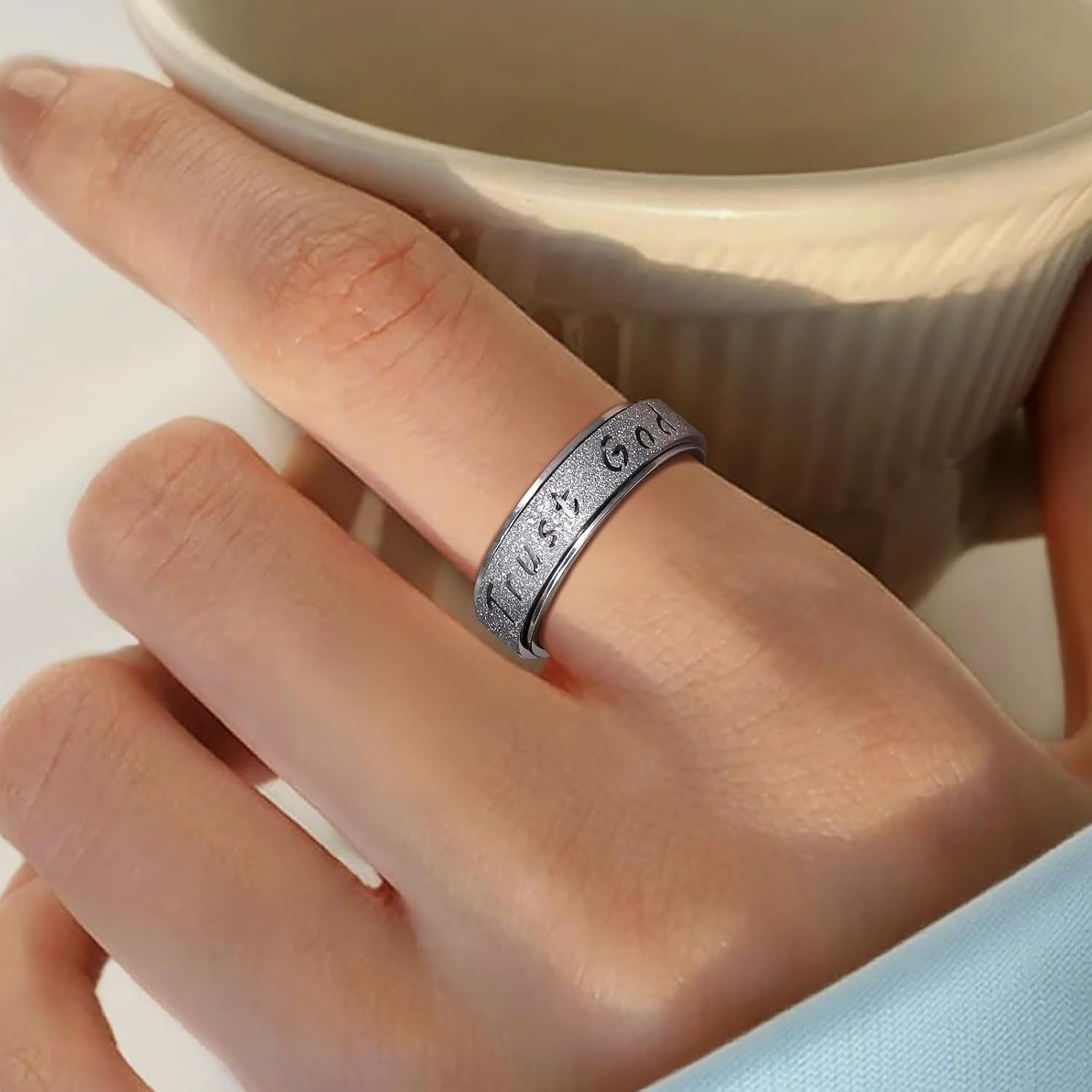 18K gold plated stainless steel anxiety relief ring