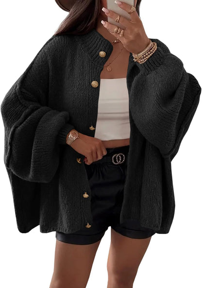 Lantern sleeve design on fall fashion cardigan