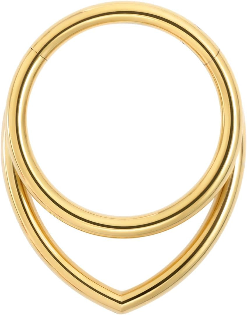 16G Titanium Septum Rings Double Septum Jewelry Daith Piercing Jewelry Silver Gold Hinged Segment Helix Clicker Piercing Jewelry 8 Mm 10 Mm Seamless Ring Hypoallergenic Jewellery for Her