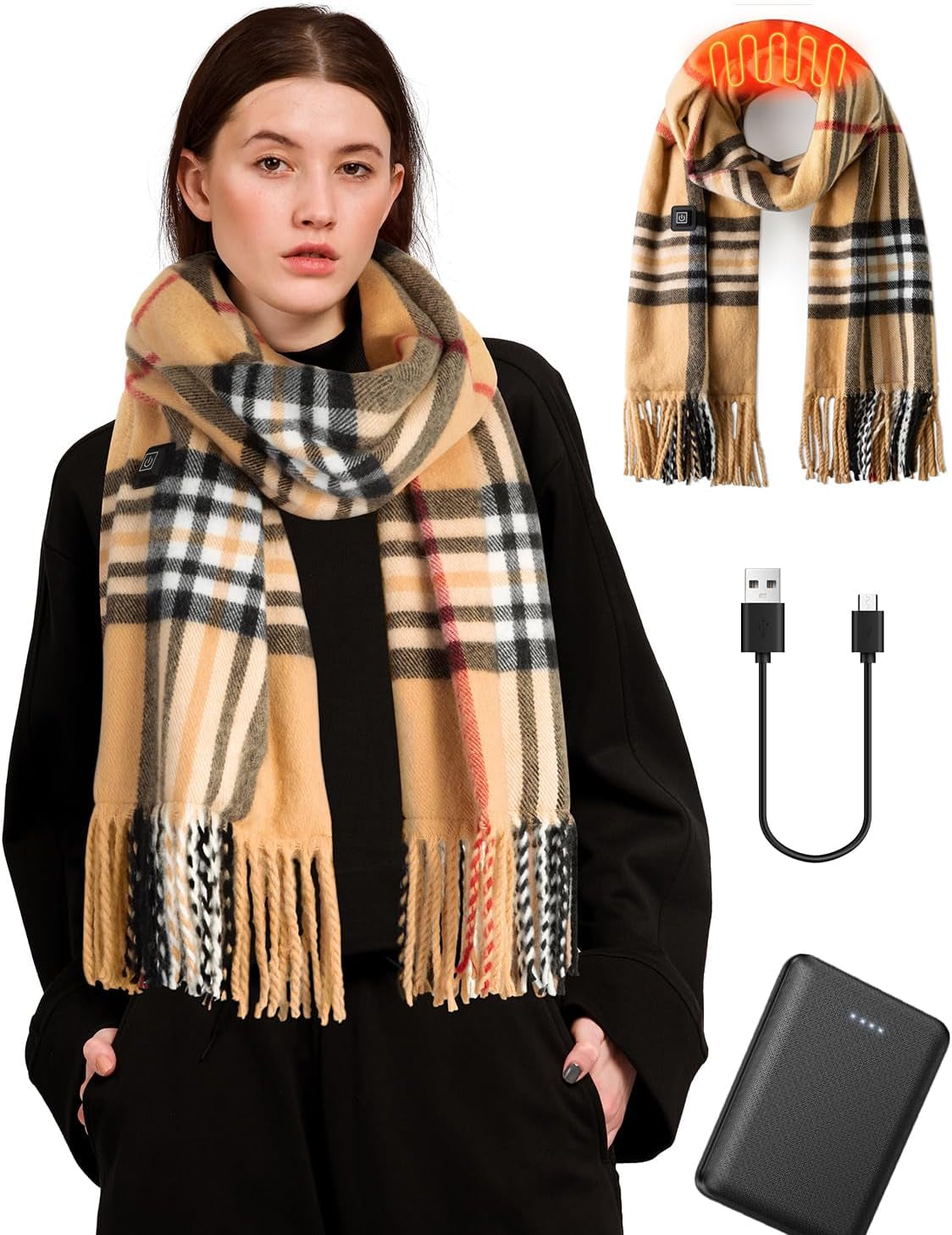 Heated Scarf for Women/Men, Electric Heating Scarf with 5500Mah Battery, up to 8 Hours of Warmth Heater for Winter