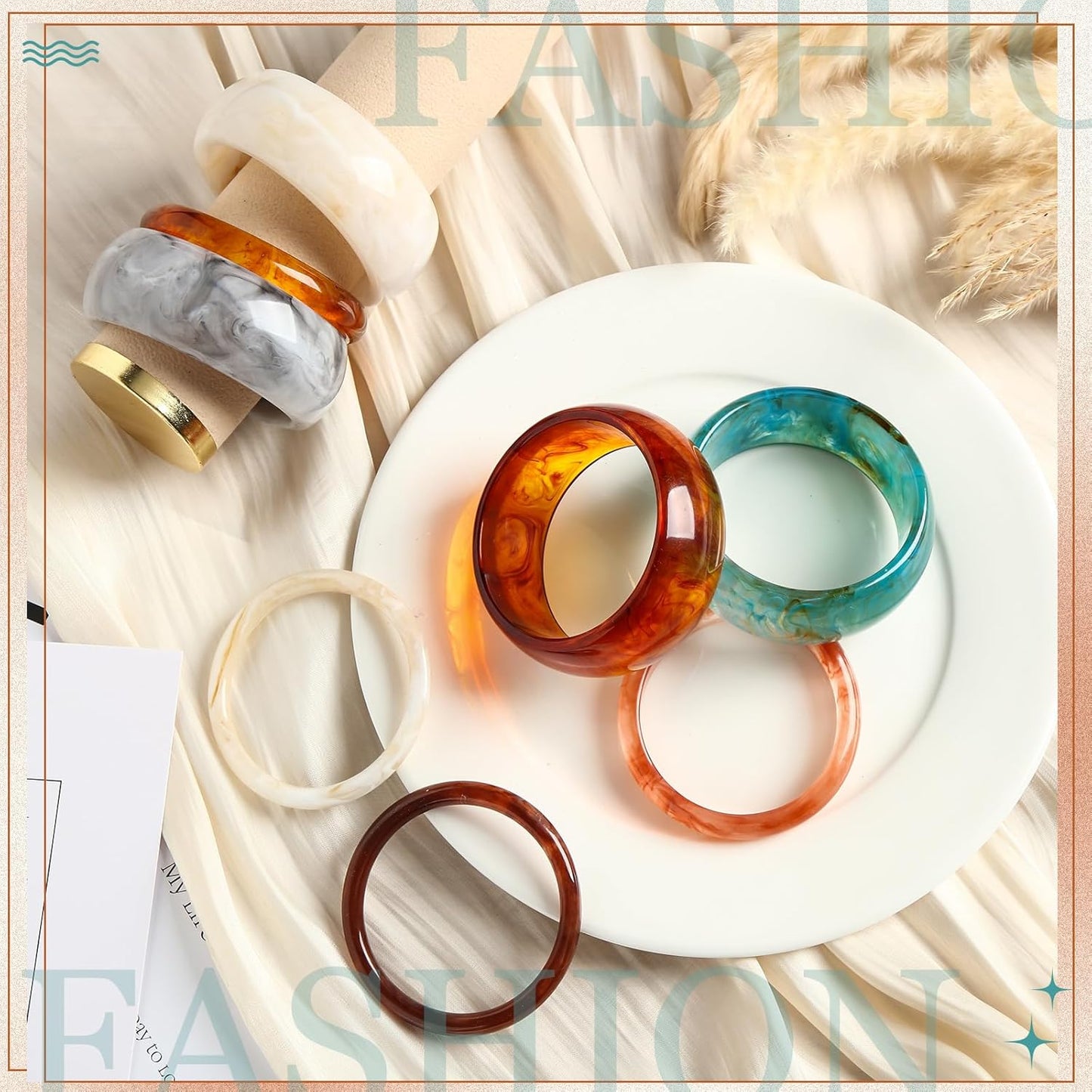 8 Pcs Acrylic Resin Chunky Bangle Bracelets for Women Colorful Punk Geometric Wristband, Christmas Jewelry Gifts