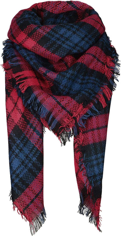 American Trends Womens Fall Winter Scarf Plaid Tassel Soft Warm Blanket Scarves Womens Shawl Wraps