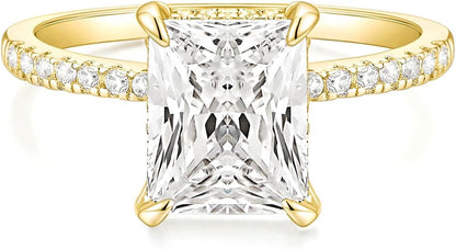 TIGRADE 4CT radiant cut cubic zirconia engagement ring women