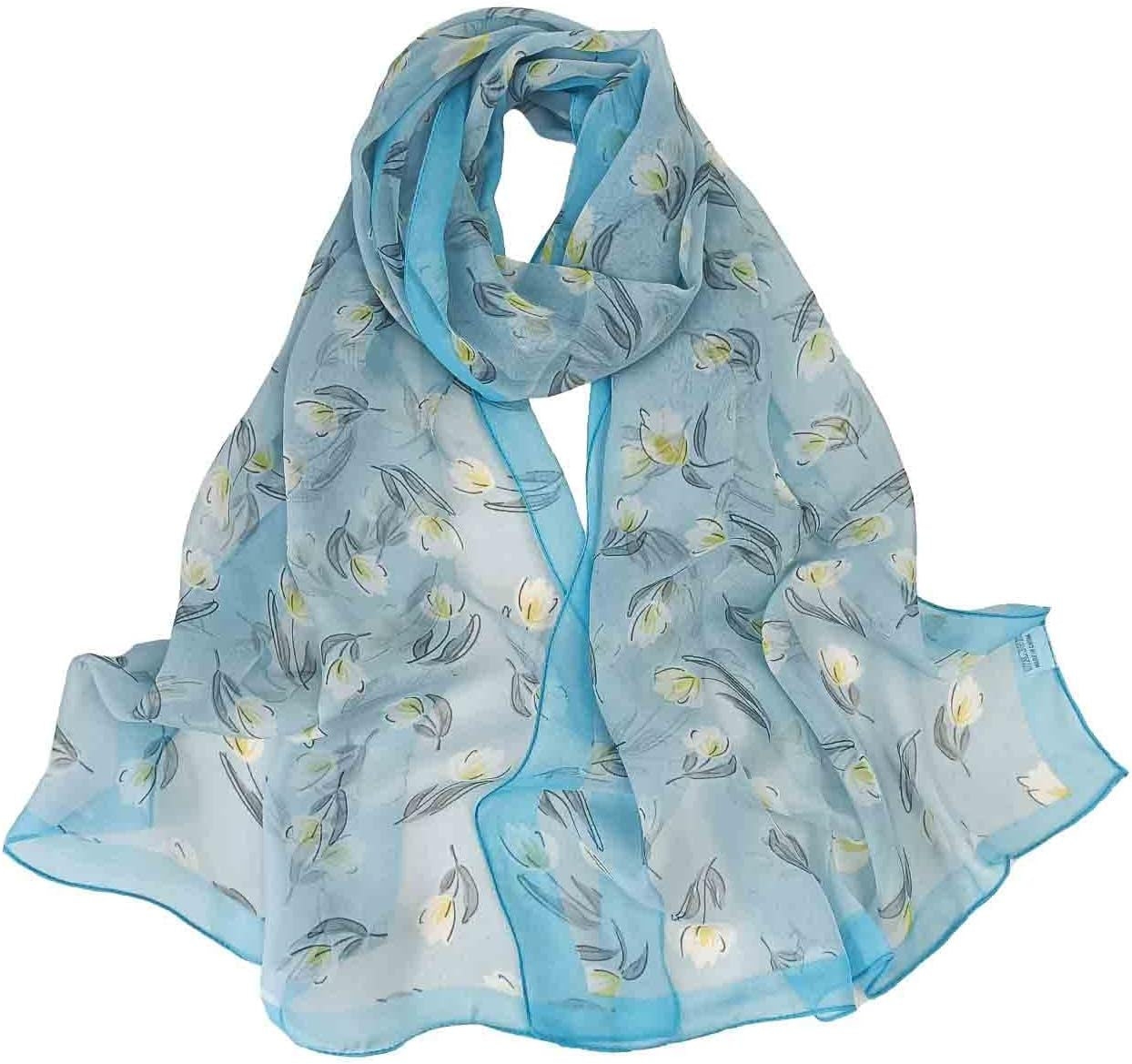 Pokeedioty Scarfs for Women Lightweight Scarves Elegant Floral Pattern Sheer Scarfs Shawls Wraps
