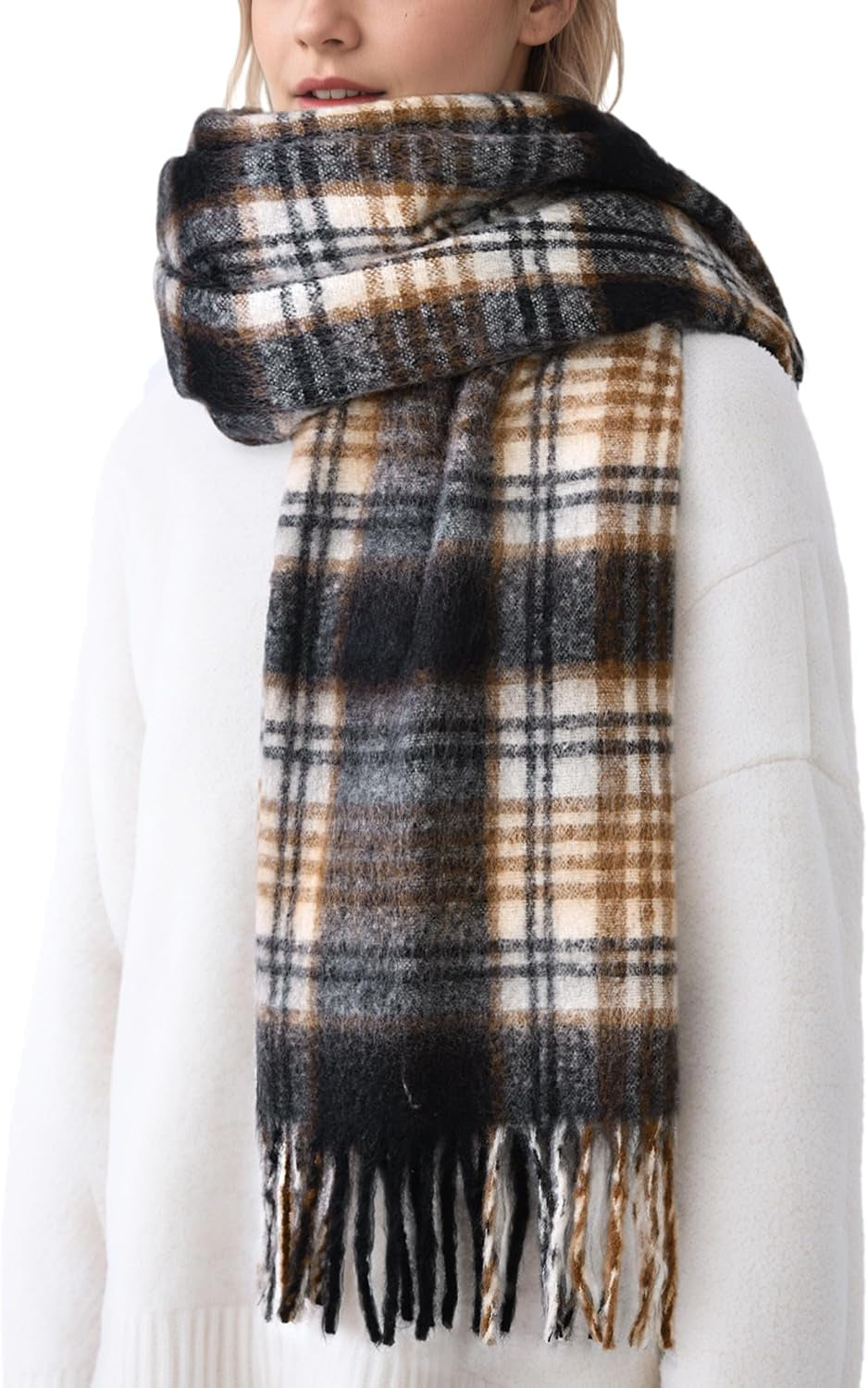 DOFOWORK Winter Scarf for Women - Winter Scarves for Women/Men 81"×18" Tassel Blanket Scarf Womens Scarves Wraps