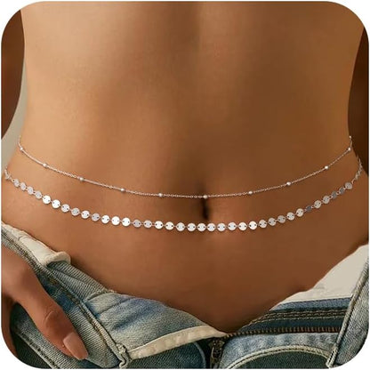 CHESKY Waist Chain for Women, Dainty 14K Gold Plated Waist Beads Gold Chain Belt for Womens Simple Body Chain Jewelry for Womens Belly Chain Y2K Belt Accessories Gold Jewelry for Women Gifts