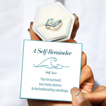 High and low wave inspirational ring for women's self love