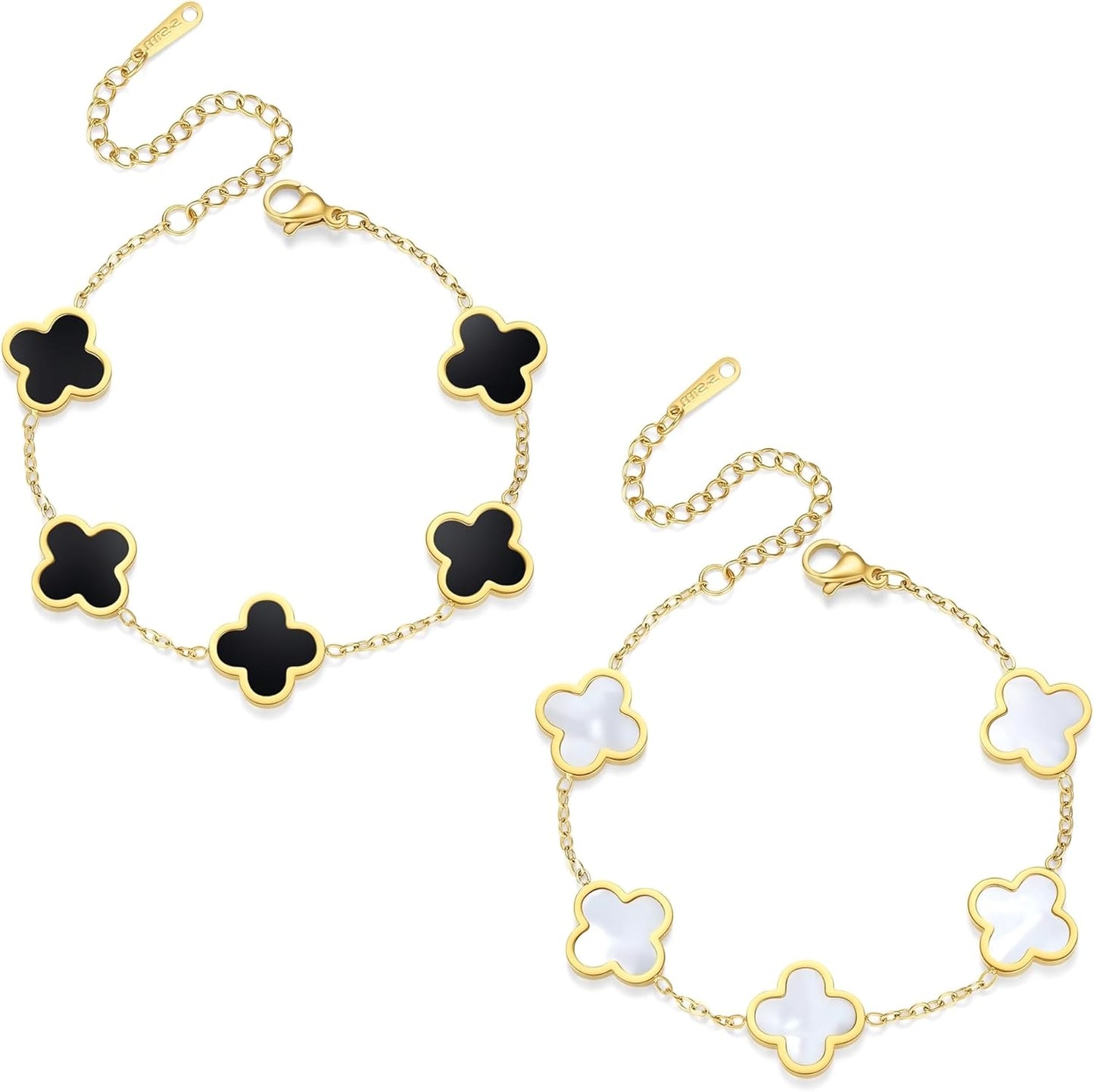 Clover Bracelets for Women 18K Gold Plated 4 Leaf Clover Bracelet Black White Red Green Cute Lucky Bracelets Jewelry Gifts Trendy for Women