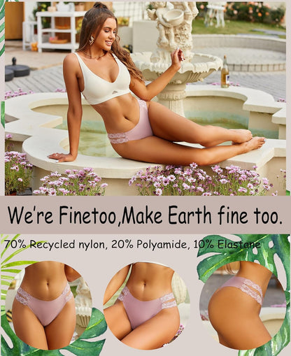 Model wearing FINETOO no-show T-back thong underwear