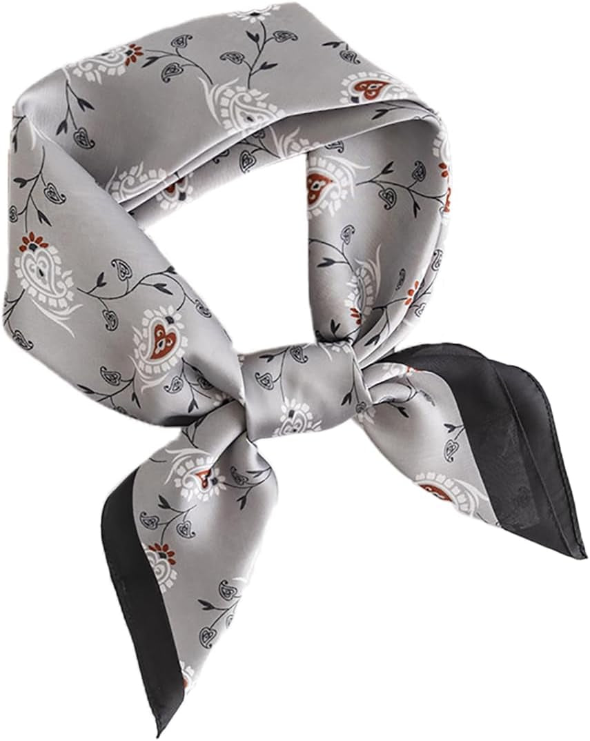 MINIDORA Satin Scarves for Women 27.5 × 27.5 Inches Medium Square Elegant Silk Feeling Head Scarf