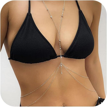 MODRSA Body Chain Belly Chain Silver Gold Waist Chain Body Chain Jewelry for Women Body Jewelry for Women Waist Chains Belly Chains for Women Chain Bra Lingerie