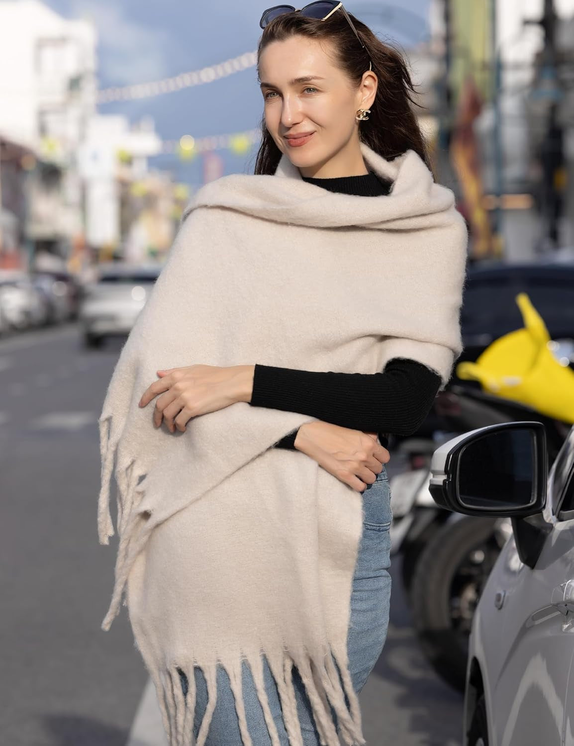 Missshorthair Thick Scarf for Women Big Chunky Colorful Blanket Fluffy Soft Scarves Winter Colorful Shawl Warps