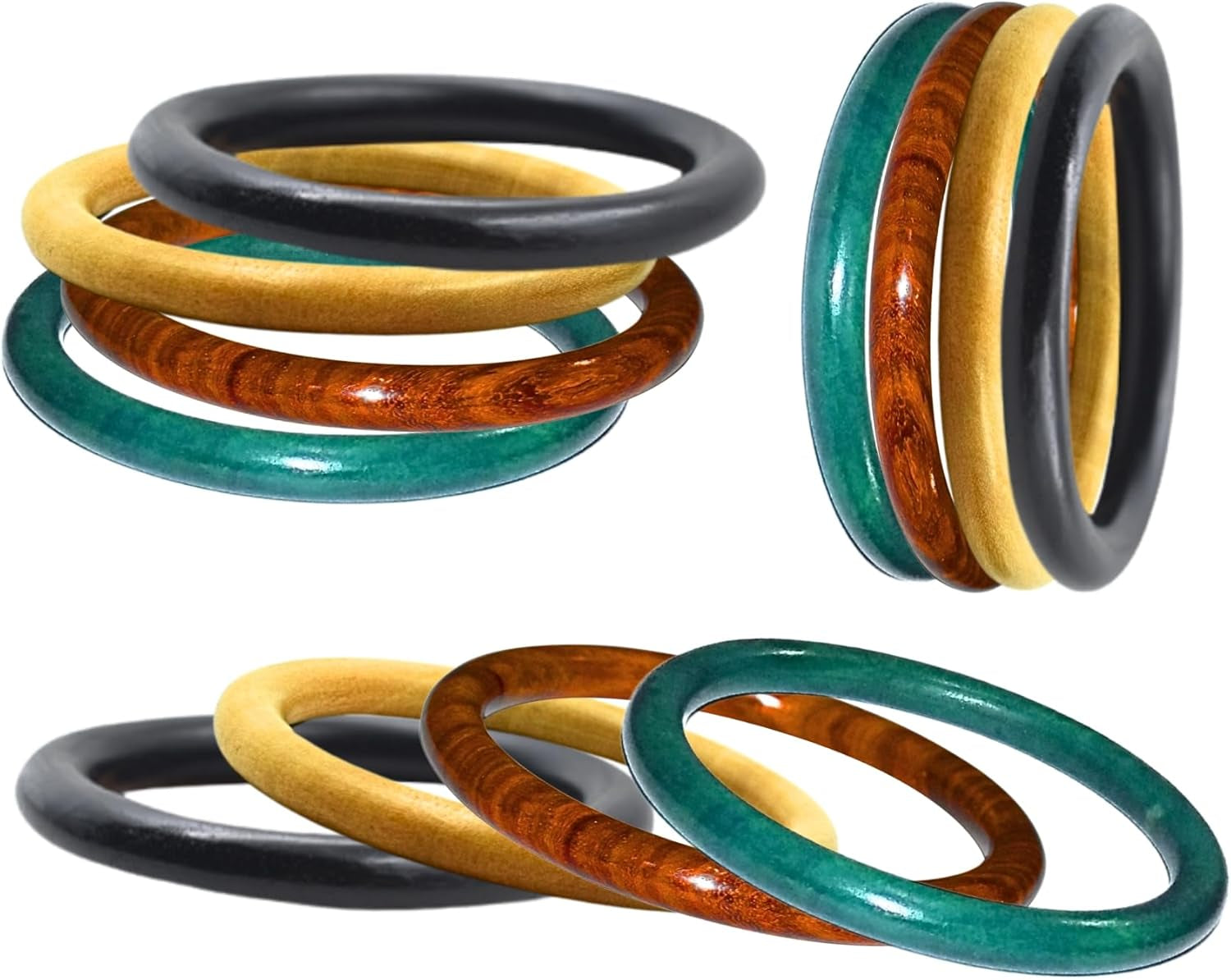 Handmade Natural Wooden Bangle Set (4 Pieces) for Women | Natural Wood Bangles Christmas Gift Jewelry for Her | Eco-Friendly Artisan Crafted Gift