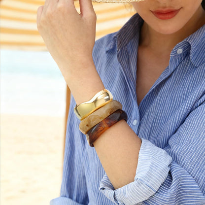 Chunky Acrylic Bangle Bracelets Set for Women Colorful Statement Resin Bangles Bracelets Trendy Jewelry