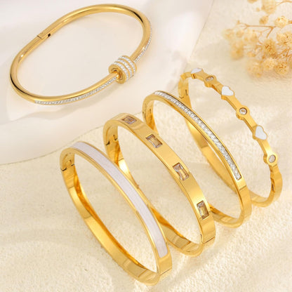 18K gold plated heart cuff bracelets for women