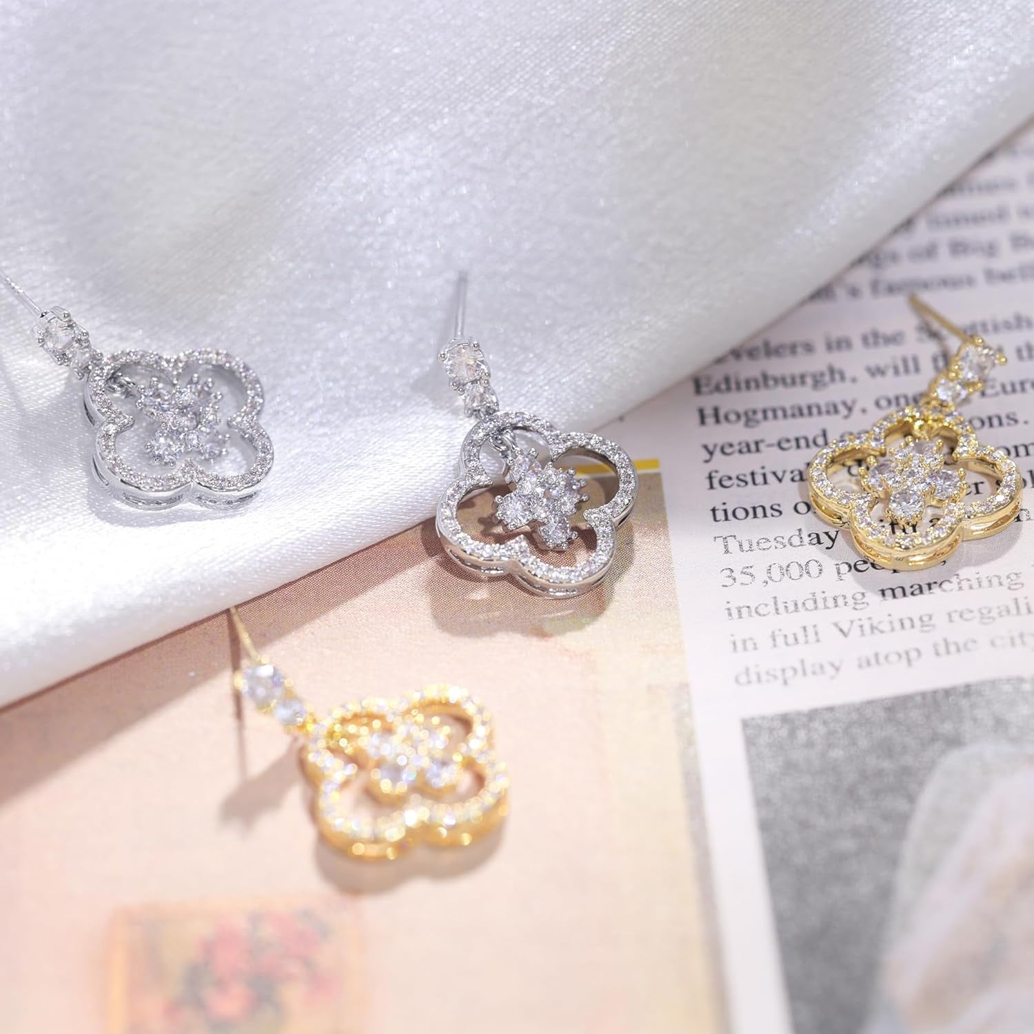 14K Gold Clover Earrings for Women Four Leaf Clover Earrings Lucky Earrings for Women Mother'S Day Gift Gift for Wife