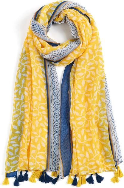 Scarf for Women Lightweight Soft Floral Leopard Printed Scarves Fall Winter Fashion Shawl Wrap with Fringe