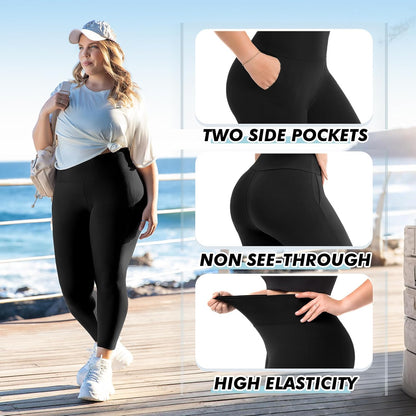 Close-up of stretchy premium fabric on plus size women's leggings