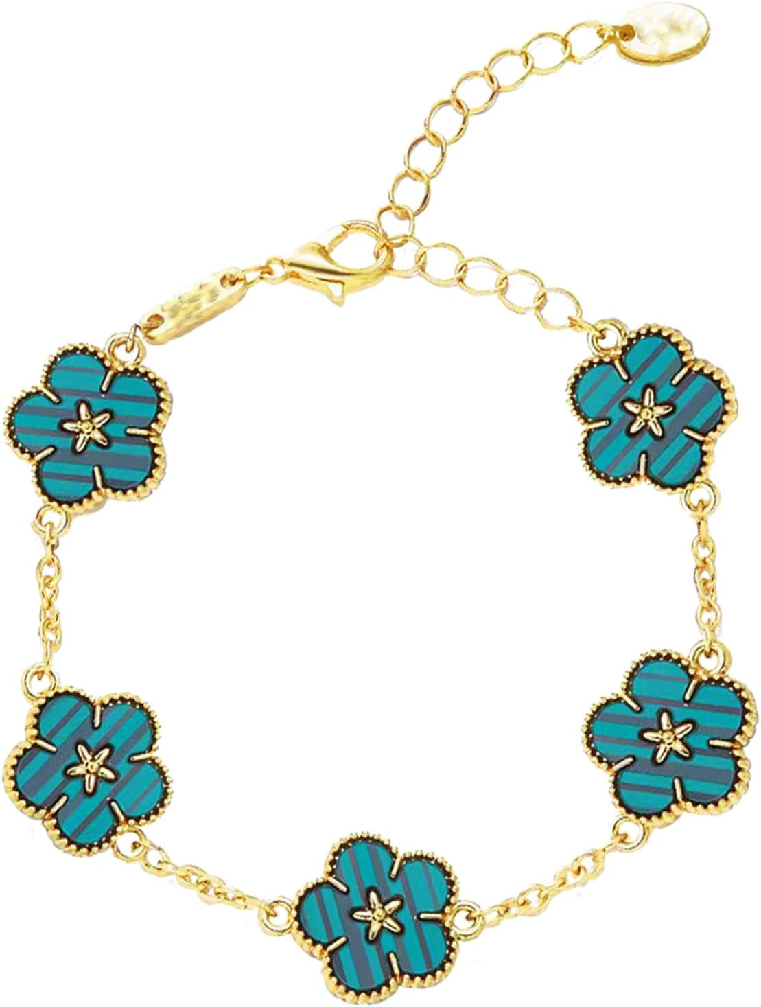 Four Leaf Clover Bracelet for Women Lucky 18K Gold Plated Stackable Jewelry Gift for Women Birthday Gifts for Girlfriend