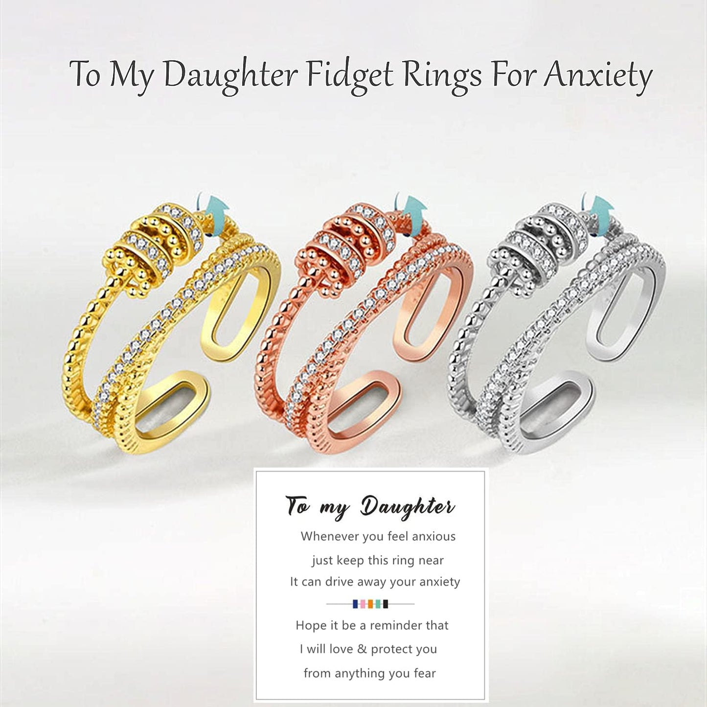 Stress relief anxiety ring with moving beads detail