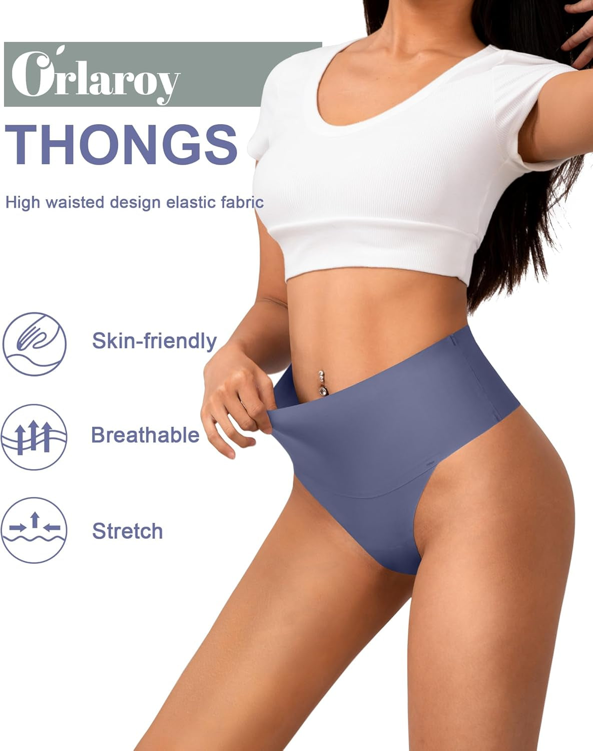 High waisted seamless thong tagless design