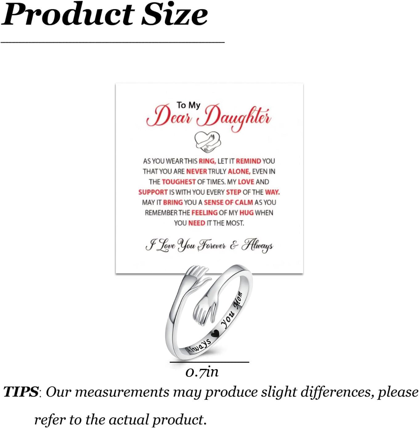 Inspirational daughter ring with faith engraving