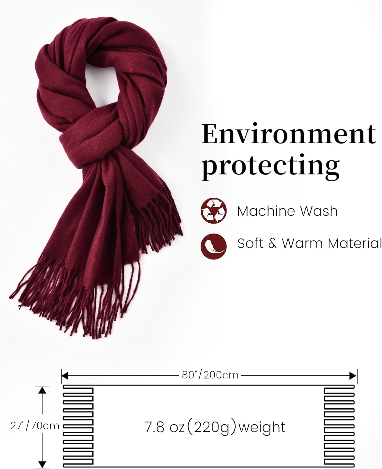 Premillow Scarfs for Women, Winter Scarf, Classic Pashmina Shawls and Wraps, Cashmere Feel Scarfs for Women, Long Scarves