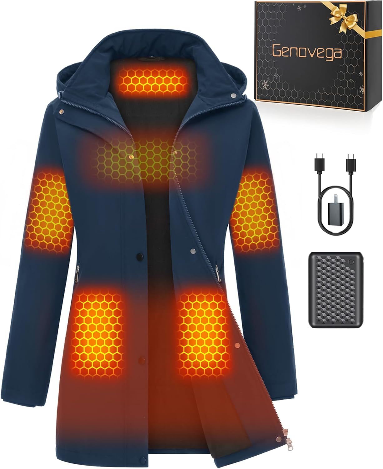 Women's graphene heated jacket back view