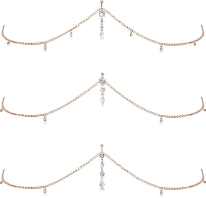 Hicarer 3 Pieces Crystal Belly Ring with Chain Rhinestone Waist Body Chain Bikini Belly Jewelry Beach Accessories Jewelry for Women Adults