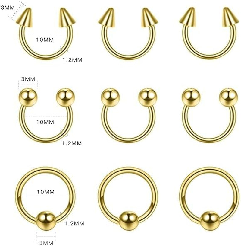 Xpircn Piercing Kit 316L Stainless Steel Belly Button Ring Ear Nose Septum Piercing Jewelry 20G 18G 16G 14G 12G Piercing Tools with Clamps Gloves for Body Piercing