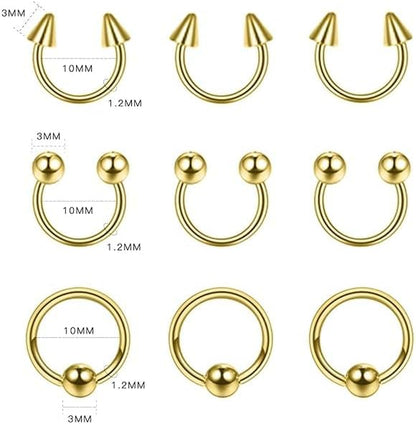 Xpircn Piercing Kit 316L Stainless Steel Belly Button Ring Ear Nose Septum Piercing Jewelry 20G 18G 16G 14G 12G Piercing Tools with Clamps Gloves for Body Piercing