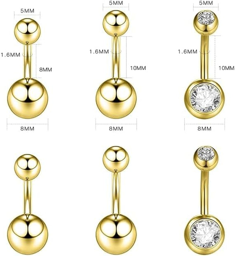 Xpircn Piercing Kit 316L Stainless Steel Belly Button Ring Ear Nose Septum Piercing Jewelry 20G 18G 16G 14G 12G Piercing Tools with Clamps Gloves for Body Piercing