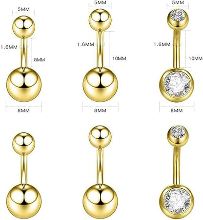 Xpircn Piercing Kit 316L Stainless Steel Belly Button Ring Ear Nose Septum Piercing Jewelry 20G 18G 16G 14G 12G Piercing Tools with Clamps Gloves for Body Piercing