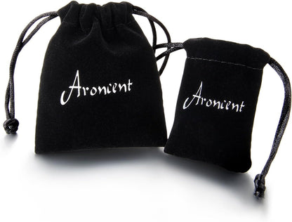 Aroncent 6 Pairs 4-14Mm Black Earrings for Men Women Fake Gauges Fake Earrings Stainless Steel Earrings Set