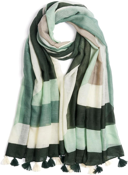 Scarf for Women Lightweight Soft Floral Leopard Printed Scarves Fall Winter Fashion Shawl Wrap with Fringe